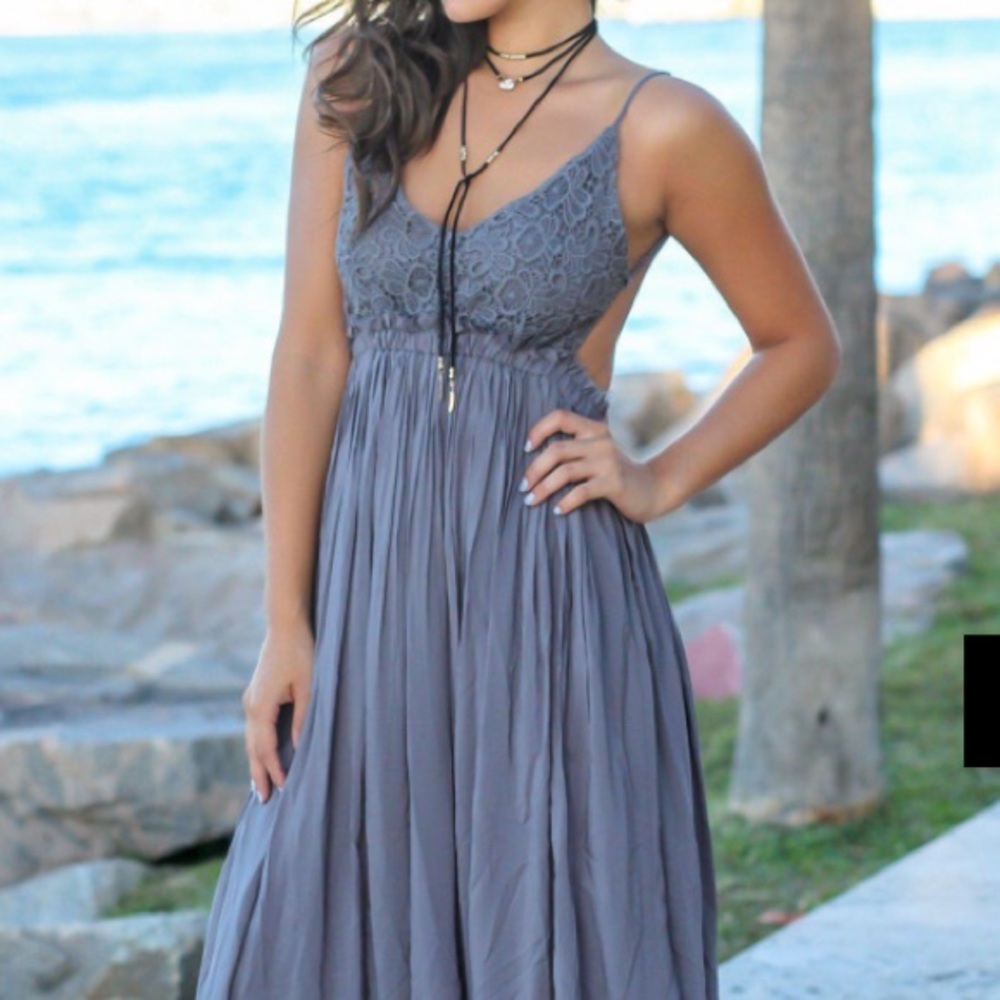 Midnight Gray spaghetti strap maxi dress